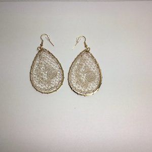 Lacy/goldtone teardrop earrings